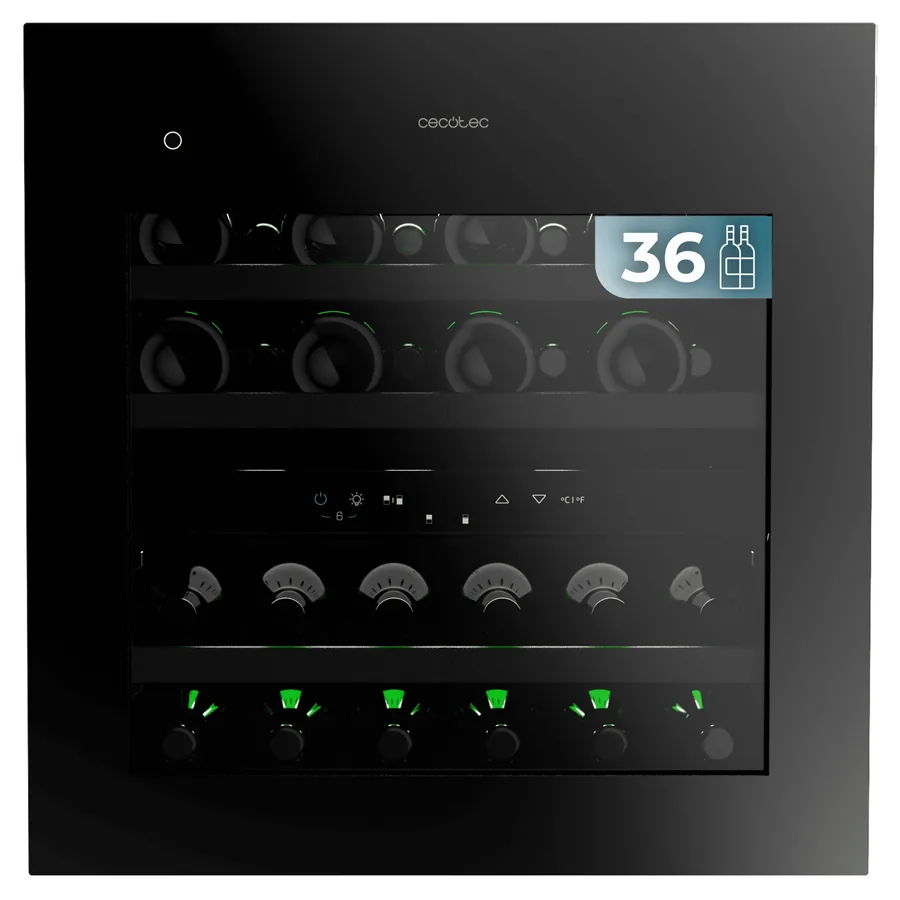 Cecotec GrandSommelier Duo 36000 Touch Matt Black, vue de face